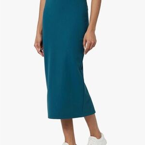 Chic Teal Color Midi Skirt